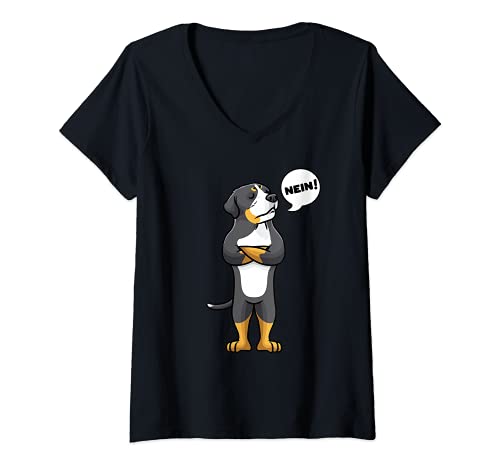 Damen Sturer Großer Schweizer Sennenhund Hund T-Shirt mit V-Ausschnitt Damen Sturer Großer Schweizer Sennenhund Hund T-Shirt mit V-Ausschnitt von Grosser Schweizer Sennenhund Geschenk Thembalove