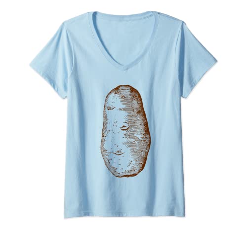 Damen Kartoffel-Vintage-Grafik Vegetarisch - Kartoffel T-Shirt mit V-Ausschnitt Damen Kartoffel-Vintage-Grafik Vegetarisch - Kartoffel T-Shirt mit V-Ausschnitt von Großer pflanzlicher Illustrationsentwurf