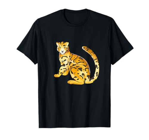 Großkatzen Zeichnungen Nebelparder T-Shirt - Unisex Erwachsene & Kinder - Schwarz - Kurzarm - S (EU) von Großkatzen Zeichnungen