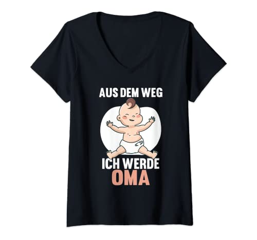 Damen Aus dem Weg ich werde Oma T-Shirt mit V-Ausschnitt von Großmutter Babyparty Schwanger Oma Geschenk