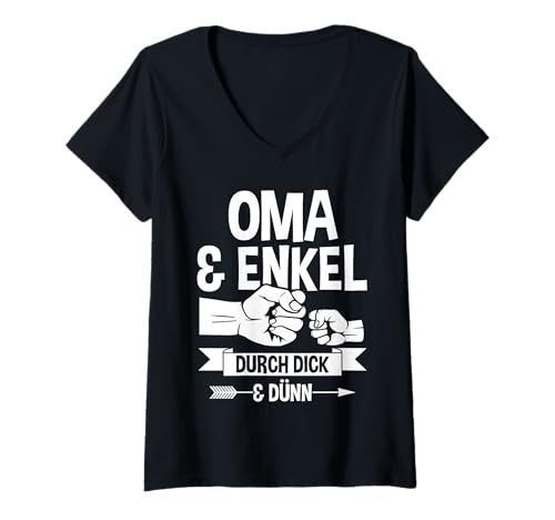Damen Oma Großmutter und Enkel T-Shirt mit V-Ausschnitt Damen Oma Großmutter und Enkel T-Shirt mit V-Ausschnitt von Großmutter Oma Enkel Familie Geschenk