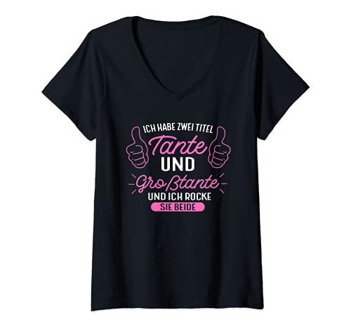 Damen Großtante Großtanten Tante T-Shirt mit V-Ausschnitt Damen Großtante Großtanten Tante T-Shirt mit V-Ausschnitt von Großtante & Schwester Geschenk