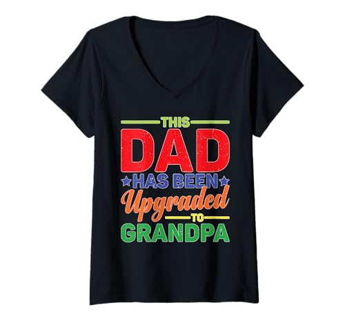 Damen This Dad Has Been Upgraded to Grandpa Enkelkind T-Shirt mit V-Ausschnitt Damen This Dad Has Been Upgraded to Grandpa Enkelkind T-Shirt mit V-Ausschnitt von Großvater-Aktion