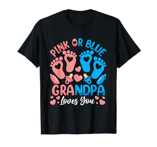 Rosa oder blau Opa liebt dich - Baby Gender Reveal Party T-Shirt Rosa oder blau Opa liebt dich - Baby Gender Reveal Party T-Shirt von Großvater-Outfit für Babyparty