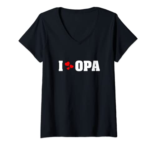 Damen I Love Opa T-Shirt mit V-Ausschnitt von Großvater Sprüche