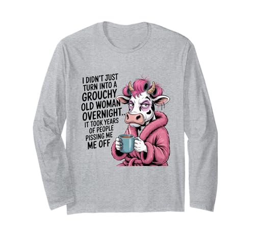 Grouchy Woman Cow Coffee Funny Quote Attitude Langarmshirt Grouchy Woman Cow Coffee Funny Quote Attitude Langarmshirt von Grouchy Cow Funny Coffee Sass Woman Humor