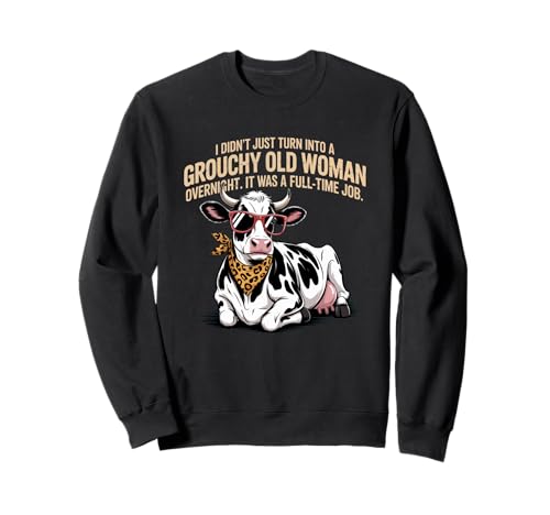 Grouchy Old Woman Cow Funny Leopard Print Humor Sweatshirt von Grouchy Old Woman Cow Funny Farm Gifts Co