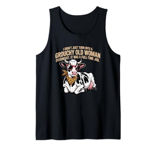 Grouchy Old Woman Cow Funny Leopard Print Humor Tank Top von Grouchy Old Woman Cow Funny Farm Gifts Co
