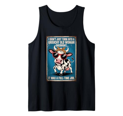 Grouchy Old Woman Cow Funny Retro Humor Tank Top Grouchy Old Woman Cow Funny Retro Humor Tank Top von Grouchy Old Woman Cow Retro Leopard Design Co