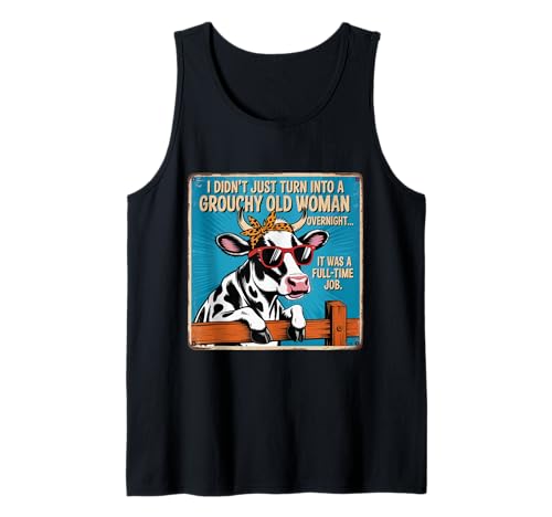 Grouchy Old Woman Cow Vintage Sign Farm Humor Tank Top von Grouchy Old Woman Cow Vintage Fence Humor Co