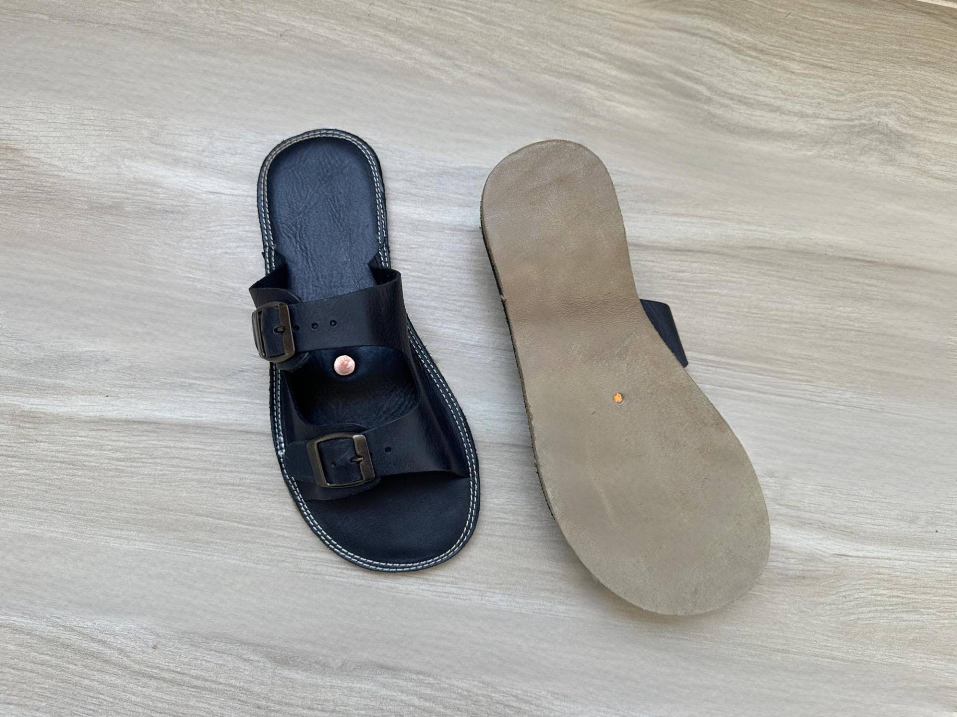 Grounding Sandals For Men, Earthing Slipper With Copper Rivet, With Buckles, Black von Groudingschuhe