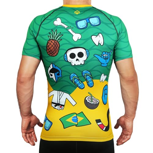 Ground Game Rashguard Herren BJJ MMA Kompressionsshirt Herren Kurzarm, Kampfsport Funktionsshirt Copacabana, M Ground Game Rashguard Herren BJJ MMA Kompressionsshirt Herren Kurzarm, Kampfsport Funktionsshirt Copacabana, M von Ground Game