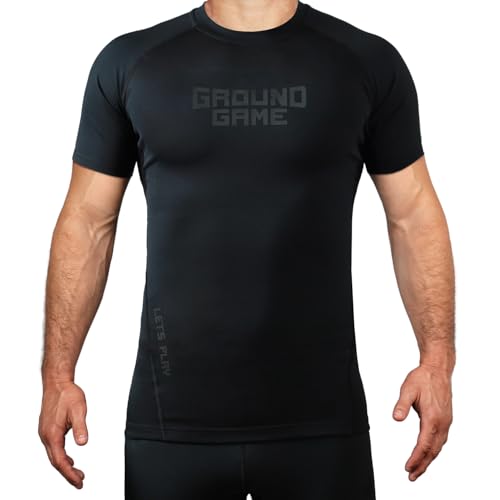 Ground Game Rashguard Herren BJJ MMA Kompressionsshirt Herren Kurzarm, Kampfsport Funktionsshirt Essential Platinum, M Ground Game Rashguard Herren BJJ MMA Kompressionsshirt Herren Kurzarm, Kampfsport Funktionsshirt Essential Platinum, M von Ground Game