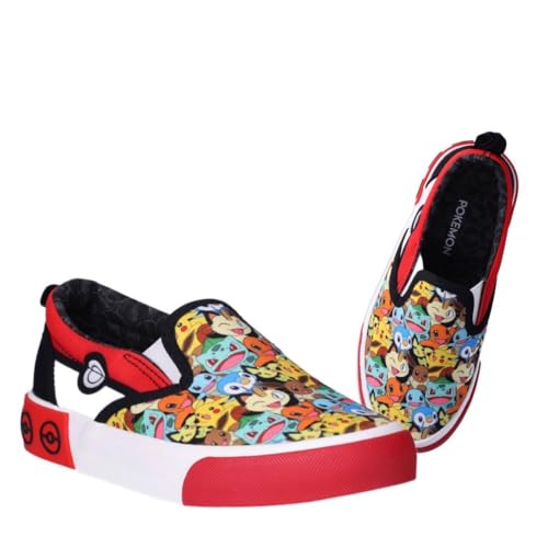 Pokemon The Original Four Types Jungen Low Top Slip On Schuhe, Rot/Ausflug, einfarbig (Getaway Solids), 38 EU von Ground Up