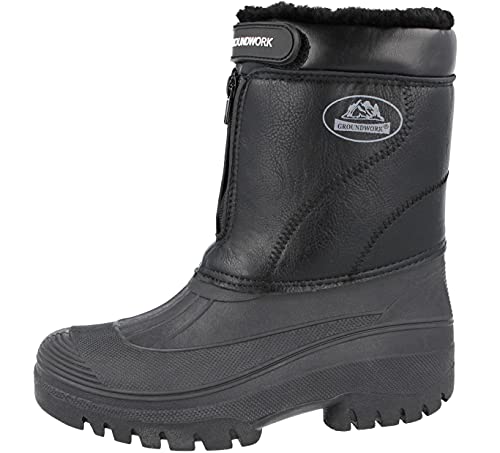 GroundWork, LS88, Winterstiefel für Herren, Garten, wasserdicht, Schnee, mit Reißverschluss, - Schwarzes PU-Leder - Größe: 39 1/3 EU von GROUNDWORK