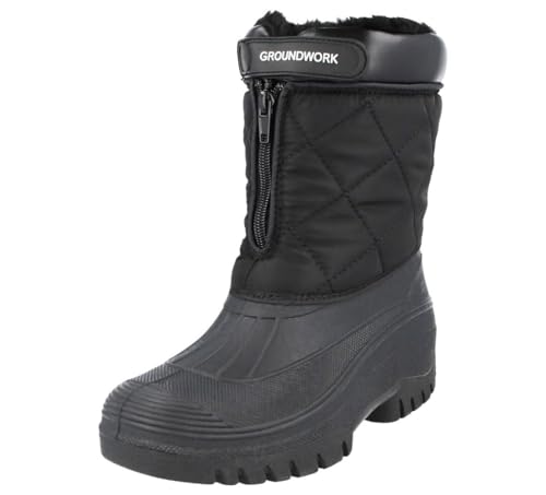 Groundwork LS87 Muckers Mukker Damen Schneestiefel für den Winter, wasserdicht, gefüttert, - Schwarz Sz - Größe: 38 EU von Groundwork