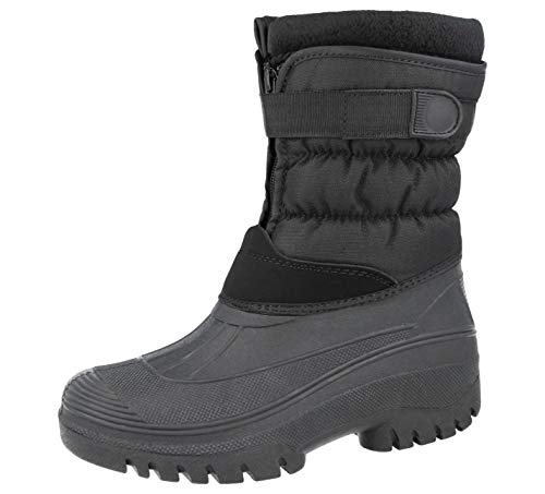 Schneestiefel aus Segeltuch, gesteppt, mit Reißverschluss, Schwarz, Schwarz , 42 2/3 EU von Groundwork