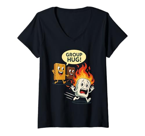 Damen Group Hug Smores Camping Braten Outdoor sarkastisch lustig T-Shirt mit V-Ausschnitt Damen Group Hug Smores Camping Braten Outdoor sarkastisch lustig T-Shirt mit V-Ausschnitt von Group Hug Smores Camping Roasting Outdoor Humor