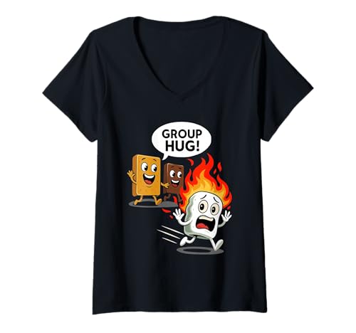 Damen Group Hug Smores Camping Braten Outdoor sarkastisch lustig T-Shirt mit V-Ausschnitt Damen Group Hug Smores Camping Braten Outdoor sarkastisch lustig T-Shirt mit V-Ausschnitt von Group Hug Smores Camping Roasting Outdoor Humor