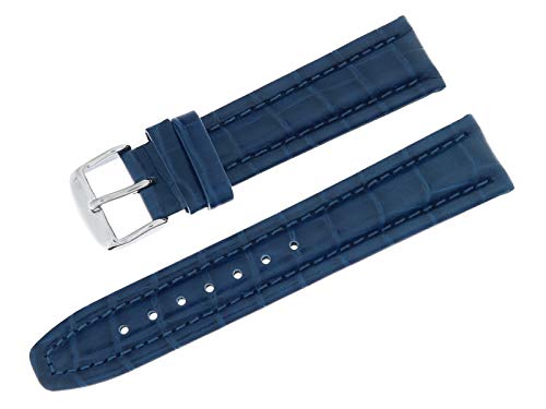 Grovana 20 mm Lederband Uhrenband Armband Uhrenarmband mit Dornschließe in Blau von Grovana