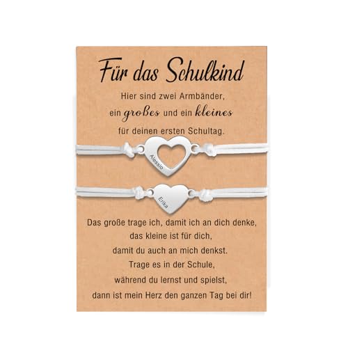 Grovjewfit Personalisierte Armband Tochter Mutter Mädchen Mit Herz Anhänger Mit Namen Kinder Armkette Schulanfang Geschenke Für Tochter Mädchen Schulbeginn Grburtstag (Weiß) von Grovjewfit