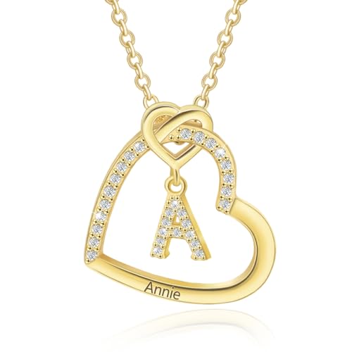Grovjewfit Personalisierte Damen Halskette Mit Name, Herz Anhänger Halskette 26 Buchstaben Zur Auswahl, Valentinstag Muttertag Weihnachten Als Geschenk Für Freundin Ehefrau Mutter Grovjewfit Personalisierte Damen Halskette Mit Name, Herz Anhänger Halskette 26 Buchstaben Zur Auswahl, Valentinstag Muttertag Weihnachten Als Geschenk Für Freundin Ehefrau Mutter von Grovjewfit
