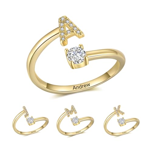 Grovjewfit Personalisierte Damen Ring Mit Name Buchstabe Verstellbarer Offener Ring Für Frauen An Weihnachten Als Geschenke Für Mama, Oma, Freundin Grovjewfit Personalisierte Damen Ring Mit Name Buchstabe Verstellbarer Offener Ring Für Frauen An Weihnachten Als Geschenke Für Mama, Oma, Freundin von Grovjewfit