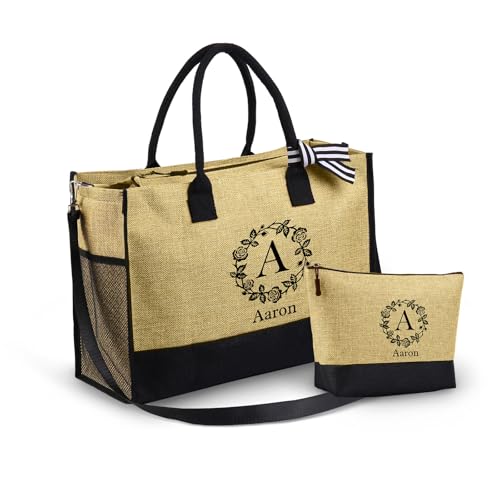 Grovjewfit Personalisierte Handtasche Set Damen Tragetasche Tote Bag Name Geburtsblumen Shopper Groß Umhängetasche Reißverschluss Geschenke Für Mutter Weihnachten Geburtstag Muttertag (style 3) von Grovjewfit