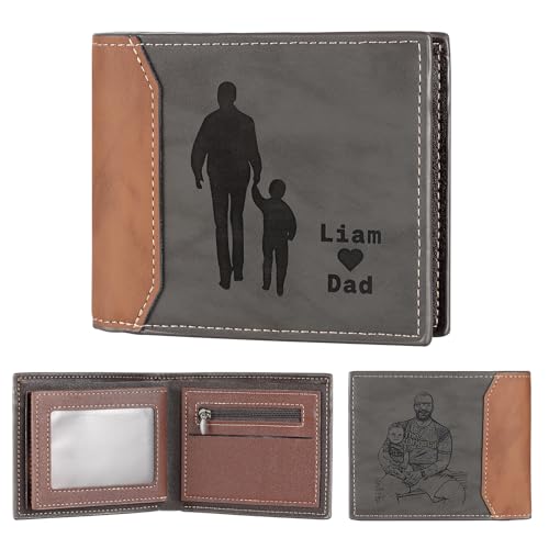 Grovjewfit Personalisiertes Herren Geldbörse Portmonee Mit Foto Namen Text Geschenk Für Vater Weihnachten Vatertag Männer Papa Geldbeutel Für Herren Geldbörsen (Style 2) von Grovjewfit