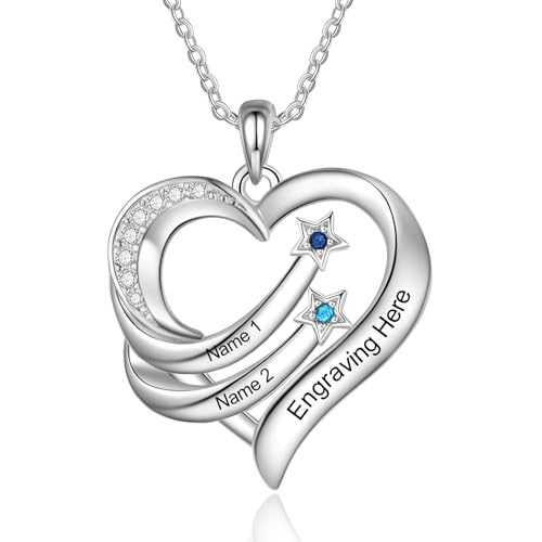 Personalisiert Damen Halskette Mit Anhänger: Frauen Halskette Kreuz Herz Anhänger Einstellbar Mit Namen 2-5 Geburtssteinen Geschenke Für Mutter Großmutter Weihnachten Muttertag (2 stones Mit Stern) Personalisiert Damen Halskette Mit Anhänger: Frauen Halskette Kreuz Herz Anhänger Einstellbar Mit Namen 2-5 Geburtssteinen Geschenke Für Mutter Großmutter Weihnachten Muttertag (2 stones Mit Stern) von Grovjewfit