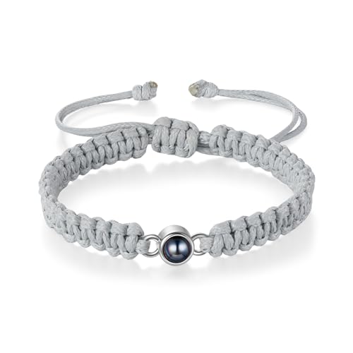 Personalisierte Damen Armband Mit Projektionsstein Foto Projektion Paararmband Einstellbar Armband Für Paare Geschenke Für Freundin Mutter Frau Weihnachten Valentinstag (Grau) von Grovjewfit