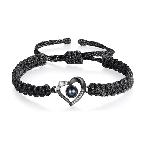 Personalisierte Damen Armband Mit Projektionsstein Foto Projektion Paararmband Einstellbar Armband Für Paare Geschenke Für Freundin Mutter Frau Weihnachten Valentinstag (Herz Mit Farbfotos) von Grovjewfit