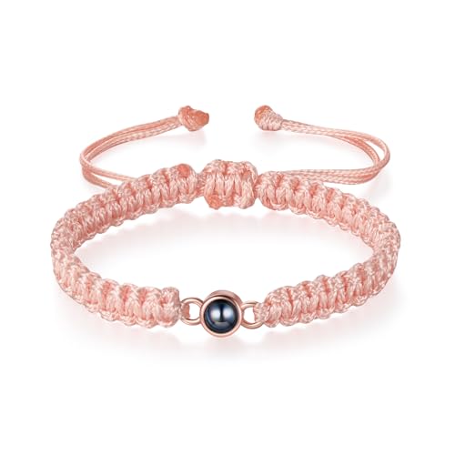 Personalisierte Damen Armband Mit Projektionsstein Foto Projektion Paararmband Einstellbar Armband Für Paare Geschenke Für Freundin Mutter Frau Weihnachten Valentinstag (Rosa) von Grovjewfit