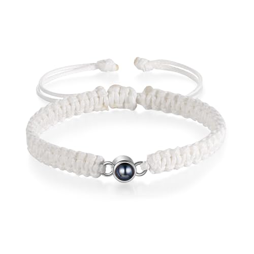 Personalisierte Damen Armband Mit Projektionsstein Foto Projektion Paararmband Einstellbar Armband Für Paare Geschenke Für Freundin Mutter Frau Weihnachten Valentinstag (Weiß) von Grovjewfit