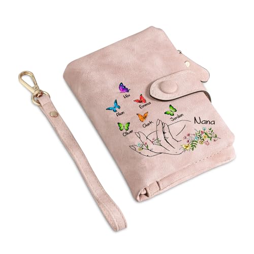 Personalisierte Damen Geldbörse Mit 3-8 Namen Portemonnaie Weihnachten Als Geschenke Für Oma Mutter Großmutter (Style 1-7 Namen) von Grovjewfit