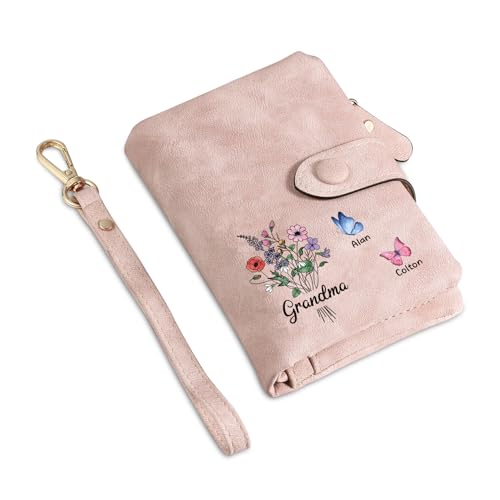 Personalisierte Damen Geldbörse Mit 3-8 Namen Portemonnaie Weihnachten Als Geschenke Für Oma Mutter Großmutter (Style 3-3 Namen) von Grovjewfit