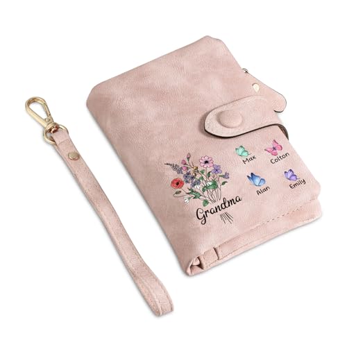 Personalisierte Damen Geldbörse Mit 3-8 Namen Portemonnaie Weihnachten Als Geschenke Für Oma Mutter Großmutter (Style 3-5 Namen) von Grovjewfit