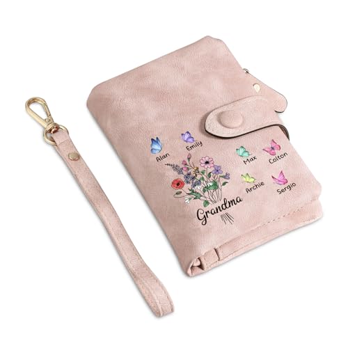 Personalisierte Damen Geldbörse Mit 3-8 Namen Portemonnaie Weihnachten Als Geschenke Für Oma Mutter Großmutter (Style 3-7 Namen) von Grovjewfit