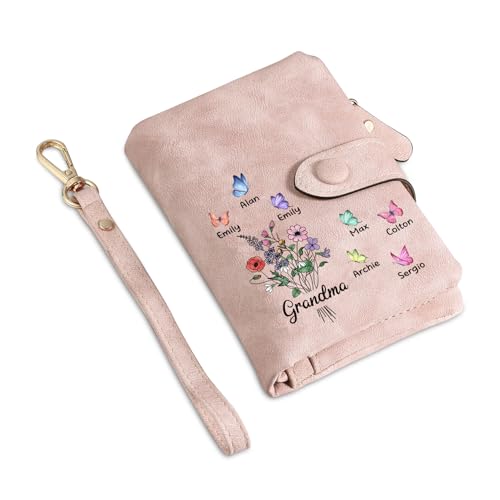Personalisierte Damen Geldbörse Mit 3-8 Namen Portemonnaie Weihnachten Als Geschenke Für Oma Mutter Großmutter (Style 3-8 Namen) von Grovjewfit