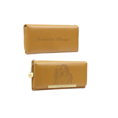 Personalisierte Damen Geldbörse Mit Foto, Portemonnaie Mit Text Geldbeutel Große Lange Geldbörse Muttetag Weihnachten Als Geschenke Für Mama Oma Mutter (Gelb) von Grovjewfit