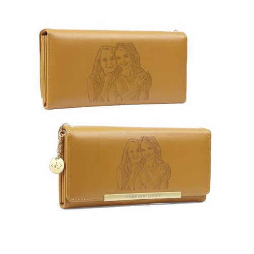 Personalisierte Damen Geldbörse Mit Foto Große Lange Geldbörse Geschenke Für Frauen Geburtstag Muttertag Geldbörse Damen Portemonnaie (Gelb) von Grovjewfit
