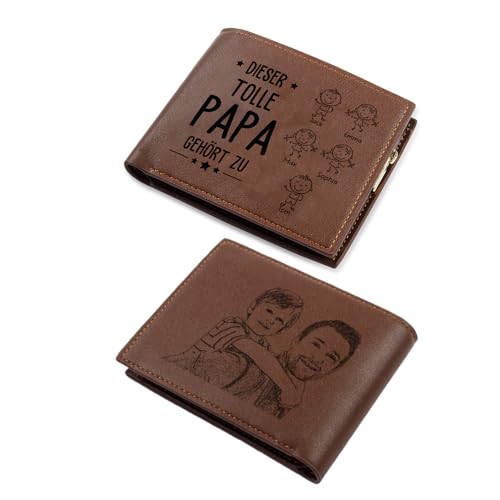 Personalisierte Herren Geldbörse Mit Foto, 1-5 Namen Gravieren Geldbeutel Männer Portemonnaie Weihnachten Vatertag Geburtstag Als Geschenk Für Vater Großvater (5 Namen) von Grovjewfit