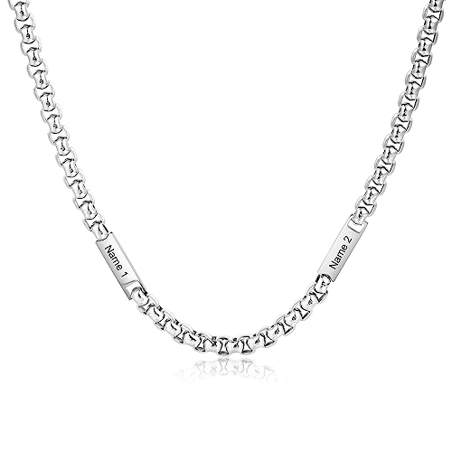 Personalisierte Herren Halskette Männer Halskette Mit Name Anhänger Necklace Geschenke Für Freund Mann Vater Weihnachten Geburtstag Vatertagsgeschenke Edelstahl Namenskette Herren Kette (2 noms) von Grovjewfit