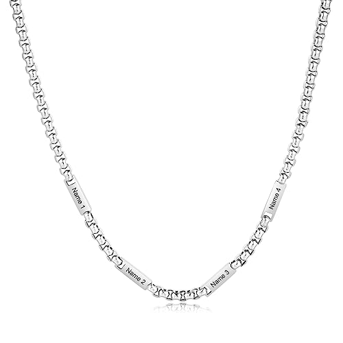Personalisierte Herren Halskette Männer Halskette Mit Name Anhänger Necklace Geschenke Für Freund Mann Vater Weihnachten Geburtstag Vatertagsgeschenke Edelstahl Namenskette Herren Kette (4 noms) von Grovjewfit