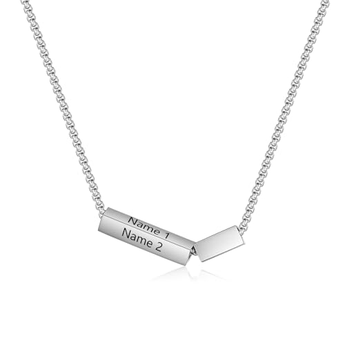Personalisierte Herren Halskette Männer Halskette Mit Name Anhänger Necklace Geschenke Für Freund Mann Vater Weihnachten Geburtstag Vatertagsgeschenke Edelstahl Namenskette Herren Kette (C - 4 Namen) von Grovjewfit