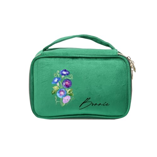 Personalisierte Kosmetiktasche Damen Multifunktionaler Kosmetiktäschchen Reise Makeup Tasche Portable Aesthetic Bag Kulturbeutel Weihnachten Geburtstag Damen Geschenke Für Mutter (B - Grün) von Grovjewfit
