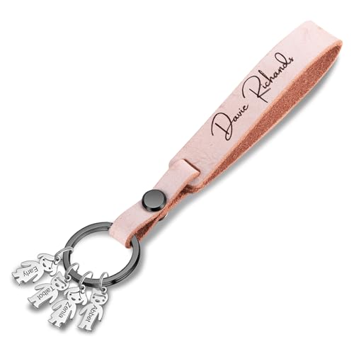 Personalisierter Schlüsselanhänger Damen Paare Schlüsselbund Männer Weihnachten Muttertag Als Geschenke Für Mutter Freund Frauen Schlüsselring Mit Gravur Namen Keychain (Rosa Mit 4 Namen) von Grovjewfit