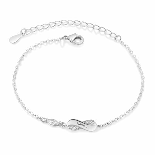 Personalisiertes Damen Armband Mit Namen, 1-5 Namen Armkette Unendlich Liebe Weihnachten Muttertag Als Geschenk Für Mama, Oma, Ehefrau, Freundin, Großmutter (1 Name) von Grovjewfit