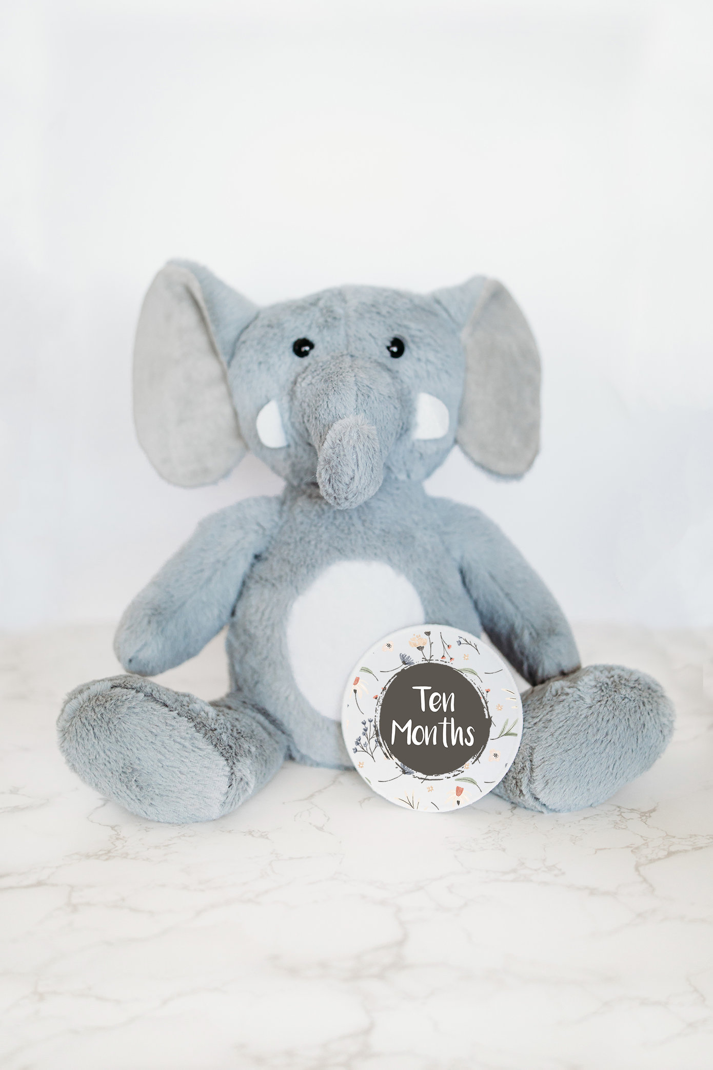 Elefant-Blumenmeilenstein-Stofftier, Baby-Meilensteinmarker, Personalisiertes Stofftier, Neugeborenes Krankenhausschild, Geburtsstatus-Tier von GrowWithMeStuffy