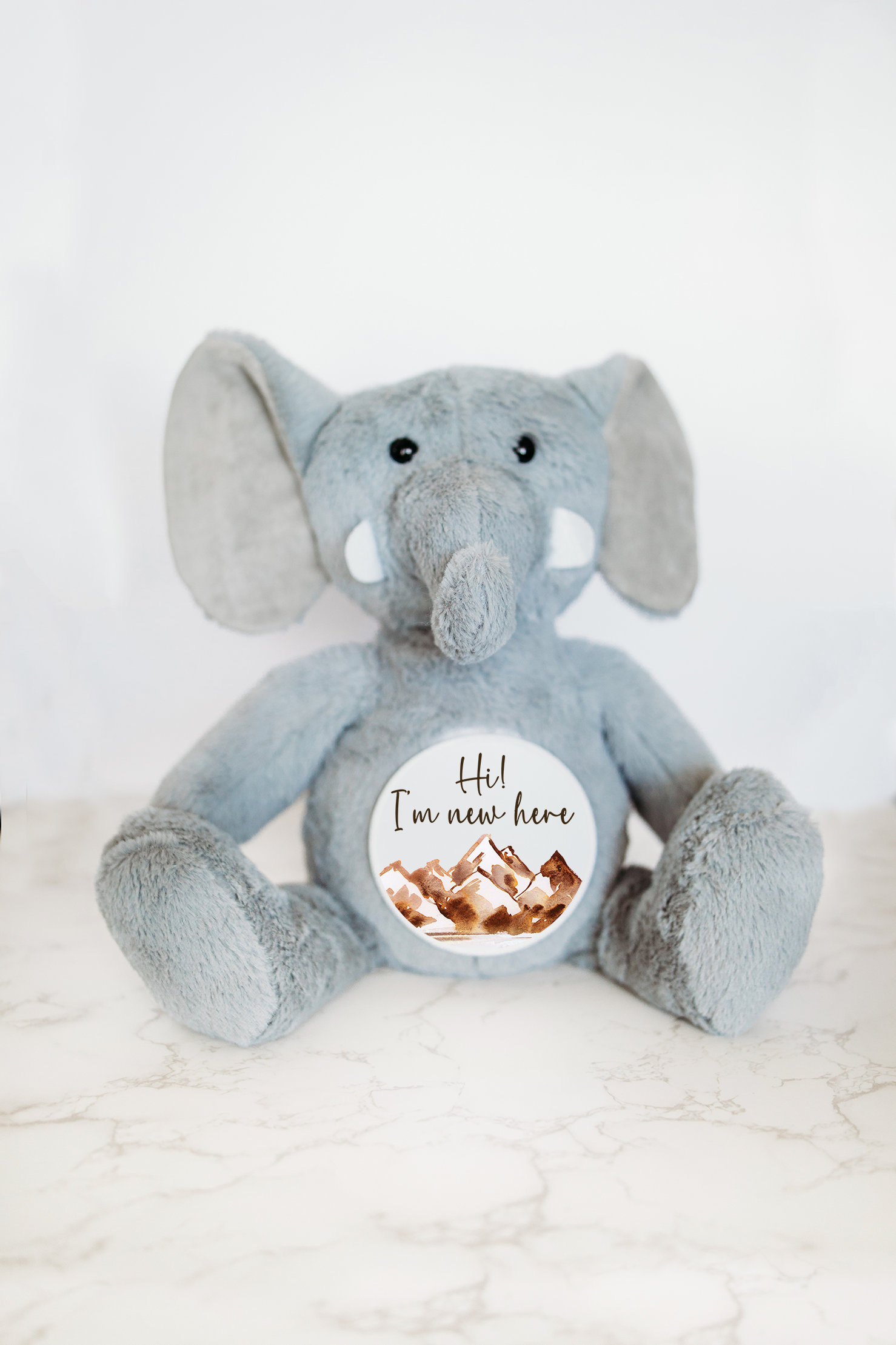 Elefant-Waldmeilenstein-Plüschtier, Baby-Meilensteinmarker, Personalisiertes Plüschtier, Neugeborenen-Krankenhaus-Zeichen, Geburtsstatus-Tier von GrowWithMeStuffy